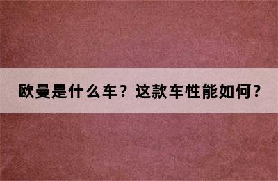 欧曼是什么车？这款车性能如何？