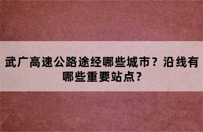 武广高速公路途经哪些城市？沿线有哪些重要站点？