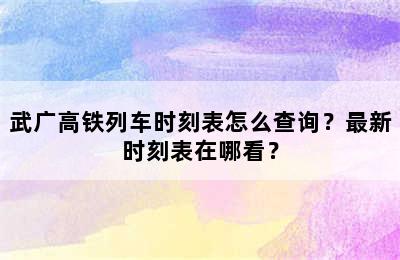 武广高铁列车时刻表怎么查询？最新时刻表在哪看？