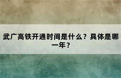 武广高铁开通时间是什么？具体是哪一年？