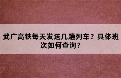 武广高铁每天发送几趟列车？具体班次如何查询？