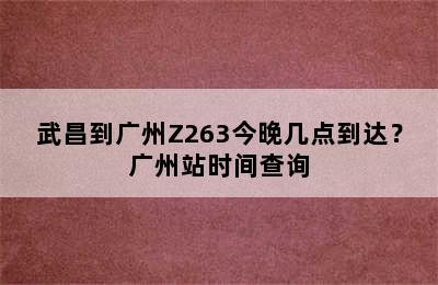 武昌到广州Z263今晚几点到达？广州站时间查询