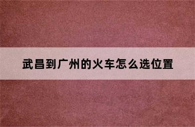 武昌到广州的火车怎么选位置