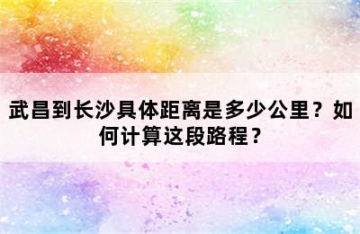 武昌到长沙具体距离是多少公里？如何计算这段路程？