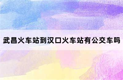 武昌火车站到汉口火车站有公交车吗