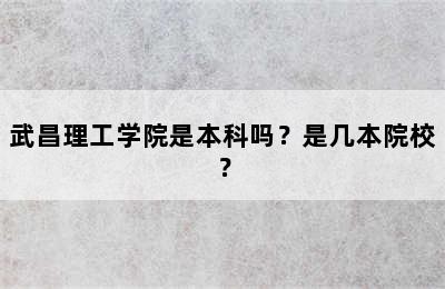 武昌理工学院是本科吗？是几本院校？