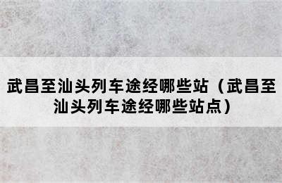 武昌至汕头列车途经哪些站（武昌至汕头列车途经哪些站点）