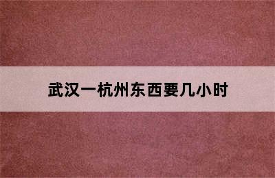 武汉一杭州东西要几小时