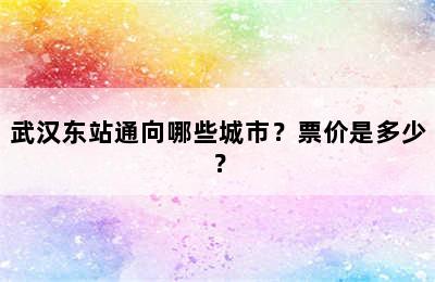 武汉东站通向哪些城市？票价是多少？