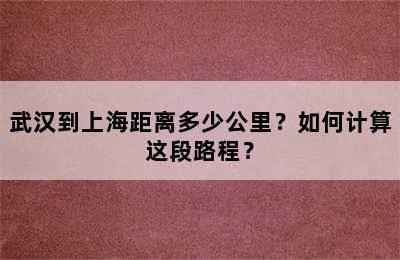 武汉到上海距离多少公里？如何计算这段路程？