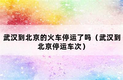 武汉到北京的火车停运了吗（武汉到北京停运车次）