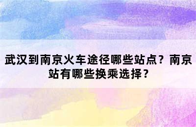 武汉到南京火车途径哪些站点？南京站有哪些换乘选择？