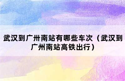 武汉到广卅南站有哪些车次（武汉到广州南站高铁出行）