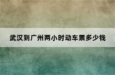 武汉到广州两小时动车票多少钱