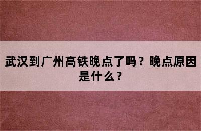 武汉到广州高铁晚点了吗？晚点原因是什么？