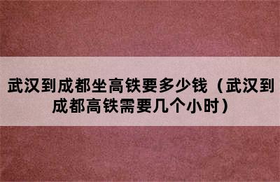 武汉到成都坐高铁要多少钱（武汉到成都高铁需要几个小时）