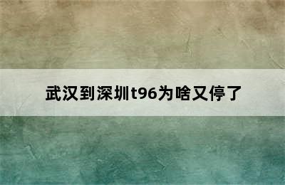 武汉到深圳t96为啥又停了