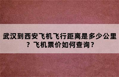 武汉到西安飞机飞行距离是多少公里？飞机票价如何查询？