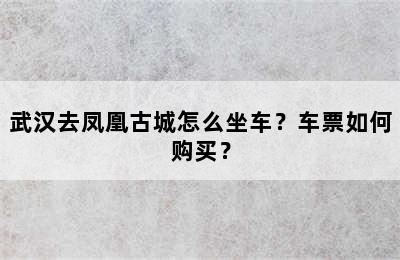 武汉去凤凰古城怎么坐车？车票如何购买？