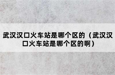 武汉汉口火车站是哪个区的（武汉汉口火车站是哪个区的啊）