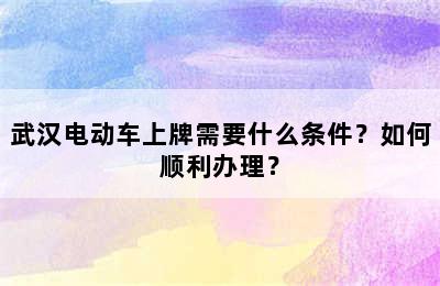 武汉电动车上牌需要什么条件？如何顺利办理？