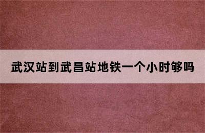 武汉站到武昌站地铁一个小时够吗