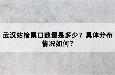 武汉站检票口数量是多少？具体分布情况如何？