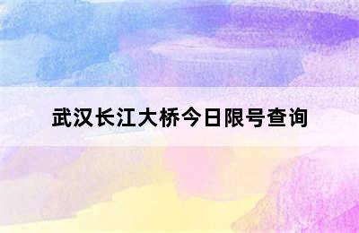 武汉长江大桥今日限号查询