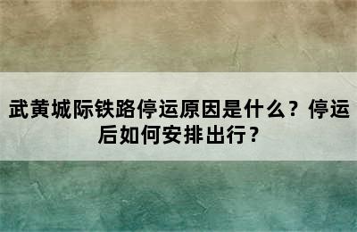 武黄城际铁路停运原因是什么？停运后如何安排出行？