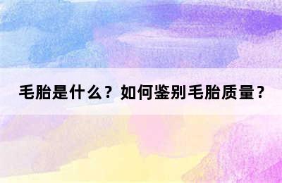 毛胎是什么？如何鉴别毛胎质量？