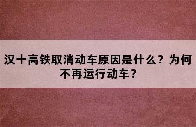 汉十高铁取消动车原因是什么？为何不再运行动车？