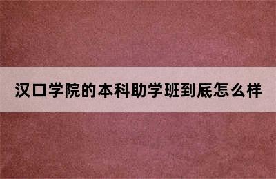 汉口学院的本科助学班到底怎么样