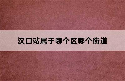 汉口站属于哪个区哪个街道