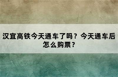 汉宜高铁今天通车了吗？今天通车后怎么购票？