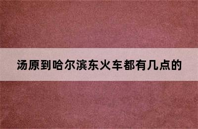 汤原到哈尔滨东火车都有几点的