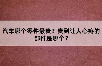 汽车哪个零件最贵？贵到让人心疼的部件是哪个？