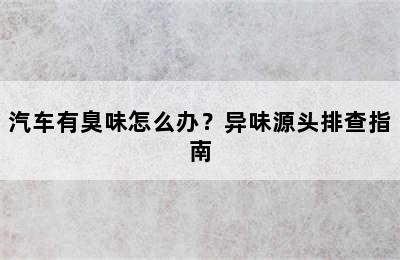 汽车有臭味怎么办？异味源头排查指南