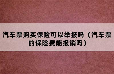 汽车票购买保险可以举报吗（汽车票的保险费能报销吗）