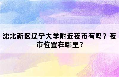 沈北新区辽宁大学附近夜市有吗？夜市位置在哪里？