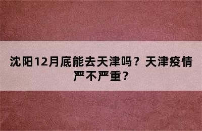 沈阳12月底能去天津吗？天津疫情严不严重？