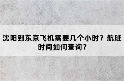 沈阳到东京飞机需要几个小时？航班时间如何查询？