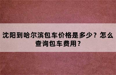 沈阳到哈尔滨包车价格是多少？怎么查询包车费用？