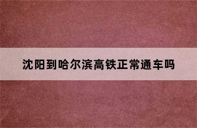 沈阳到哈尔滨高铁正常通车吗