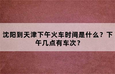 沈阳到天津下午火车时间是什么？下午几点有车次？