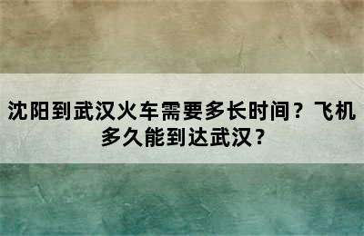 沈阳到武汉火车需要多长时间？飞机多久能到达武汉？