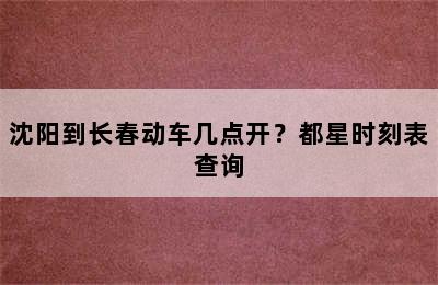 沈阳到长春动车几点开？都星时刻表查询