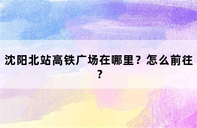 沈阳北站高铁广场在哪里？怎么前往？