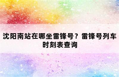 沈阳南站在哪坐雷锋号？雷锋号列车时刻表查询