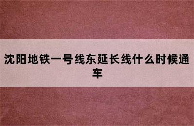 沈阳地铁一号线东延长线什么时候通车