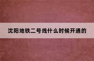 沈阳地铁二号线什么时候开通的